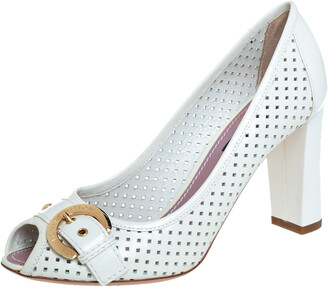 white open toe pumps