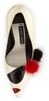 Thumbnail for your product : Alice + Olivia Josie Pom-Pom Face Pump, Stone