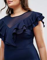 Thumbnail for your product : Club L Plus Ruffle Shoulder Dress With Mesh Insert