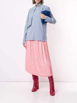 Tibi high-waist sequin silk skirt