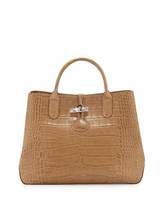 Thumbnail for your product : Longchamp Roseau Croco Small Tote Bag, Greige