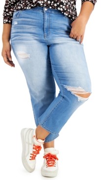 Celebrity Pink Trendy Plus Size Ripped Straight-Leg Jeans