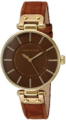 Anne Klein Women's AK/2218GPRU Gold-Tone and Rust Colored Suede Strap Watch