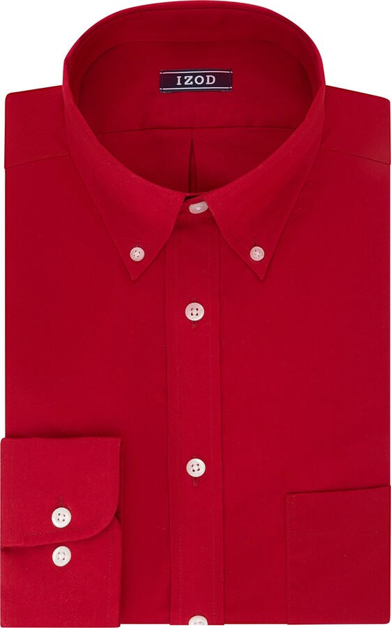 Izod mens Regular Fit Stretch Solid Button Down Collar Dress Shirt -  ShopStyle
