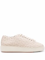 Thumbnail for your product : Santoni Interwoven Lace-Up Leather Sneakers