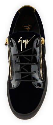 Giuseppe Zanotti Men's Velvet & Patent Leather Low-Top Sneakers
