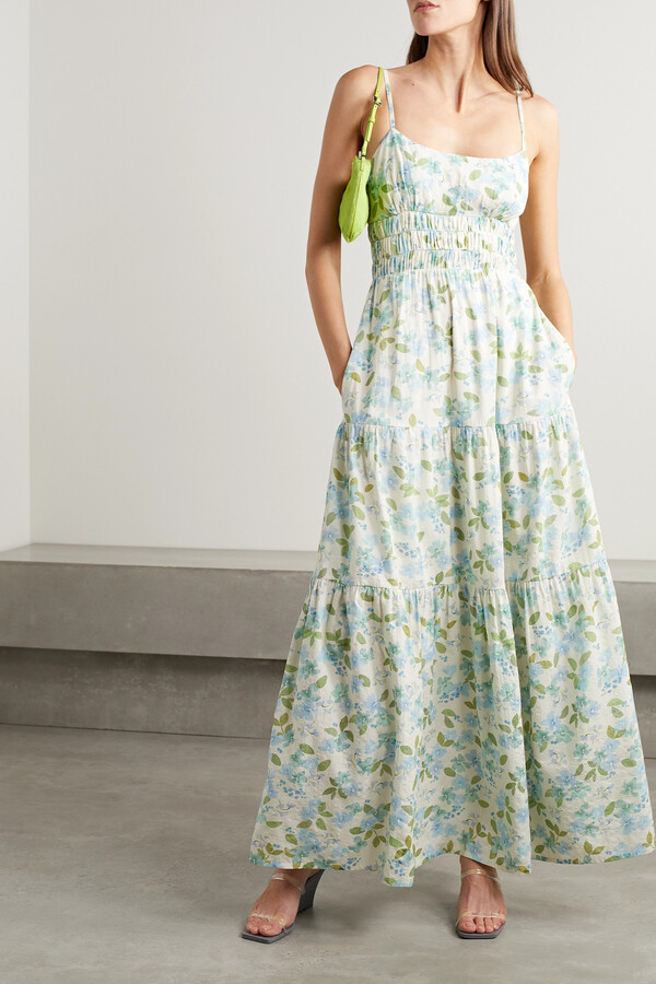 【SWIMCITY】Peony flower dress Peony Swimwear Tiered Floral-print Organic Cotton And