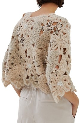 Brunello Cucinelli Embellished Floral Crochet Sweater