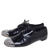 Thumbnail for your product : Miu Miu Black Patent Leather Crystal Embellished Cap Toe Oxfords Size 40