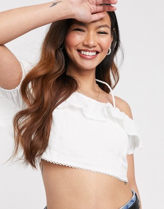 Gilli crop top with ruffle detail