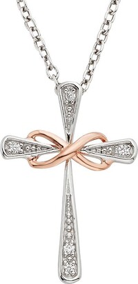 Unbranded Diamond Accent Sterling Silver Two Tone Infinity Cross Pendant Necklace