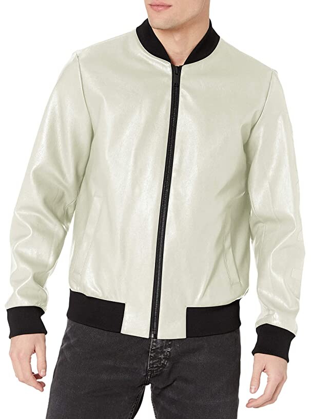 dkny leather bomber jacket