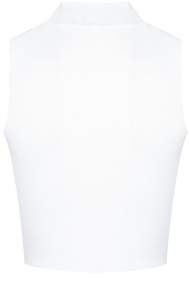 Glamorous Petite White Cropped Polo Neck Top