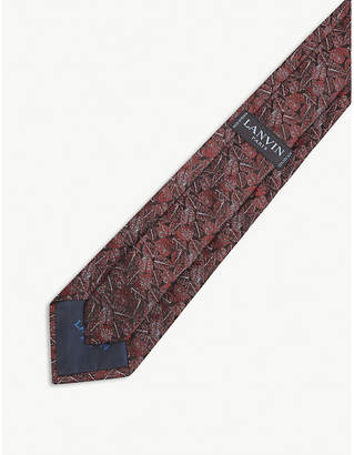 Lanvin Leaf pattern silk tie