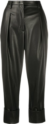 black leather cropped pants