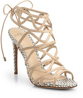 Thumbnail for your product : Alexandre Birman Snakeskin and Leather Strappy Sandals