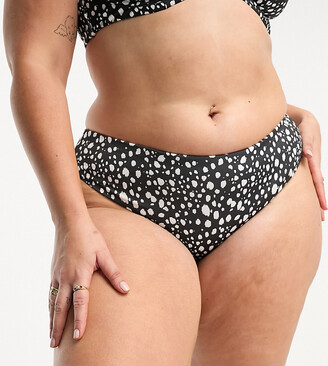 ASOS Curve ASOS DESIGN Curve mix and match deep v front hipster bikini bottom in mono dot print