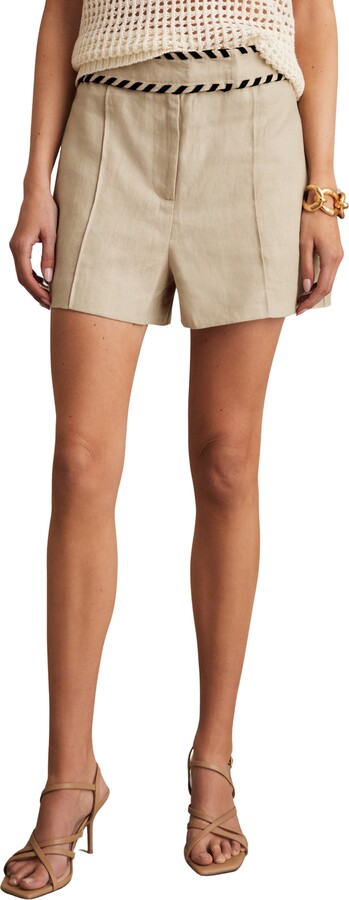 Reiss Fawn Whipstitch Linen Shorts