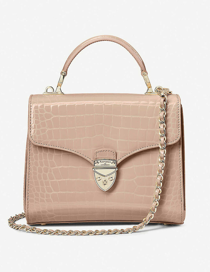 croc embossed leather bag