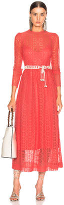 Zimmermann Allia High Neck Lace Dress in Coral | FWRD