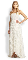 Thumbnail for your product : Alice + Olivia Eaddy Embroidered Feather Gown