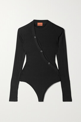 Alix Pearson Cutout Ribbed Stretch-modal Jersey Thong Bodysuit - Black