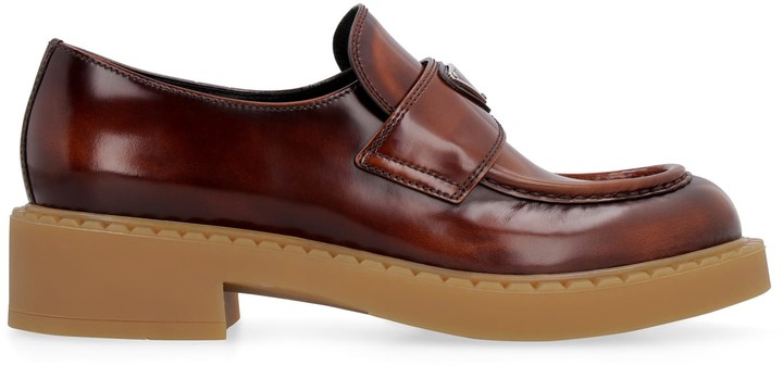 Prada Brushed Leather Loafers - ShopStyle Flats