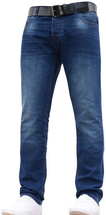 Mens Slimfit Jeans Crosshatch Brand Ripped Stretch 5 Pocket Trousers Denim Pants 
