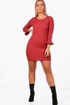 Thumbnail for your product : boohoo Plus Rib Frill Cuff Basic Bodycon Dress