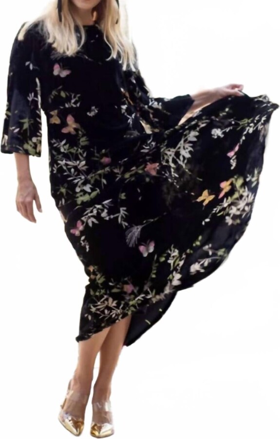 Esteem Couture Alice Velvet Asymmetrical Dress In Black