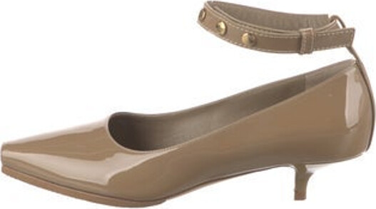 Burberry Patent Leather Pumps Neutrals Peep-Toes Wrap-Around Straps & Snap Closure at Ankles Includes Box & Dust Bag