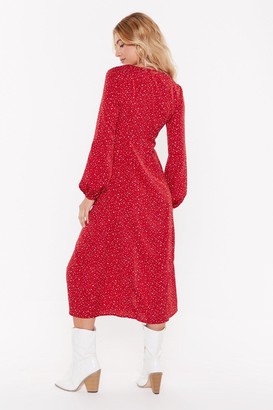 Nasty Gal Womens Dot That into You Tie Midi Dress - Red - 12