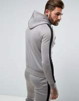 Thumbnail for your product : Gym King Track Hoodie In Grey With Black Stripe