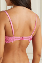 Thumbnail for your product : Fleur Du Mal Lily Satin-trimmed Embroidered Stretch-tulle Underwired Bra - Bubblegum