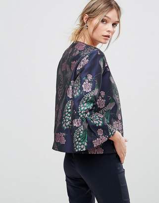 Traffic People Jacquard Jacket With Puff Sleeves