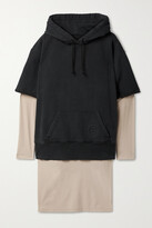 Thumbnail for your product : MM6 MAISON MARGIELA Hooded Layered Cotton And Stretch-jersey Dress - Black