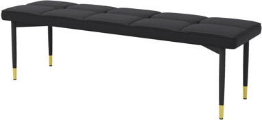 59*17 Inch Multifunctional Black Shoe Bench - Faux PU Cushion, Sturdy Metal Legs With Gold Accents.Suitable For Bedroom,Fitting room, Storage room, Di