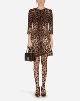 Thumbnail for your product : Dolce & Gabbana Short Leopard Print Dress In Double Crepe