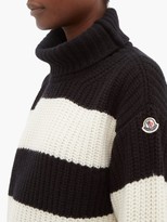 Thumbnail for your product : Moncler Layered-effect Roll-neck Virgin-wool Sweater - Black White