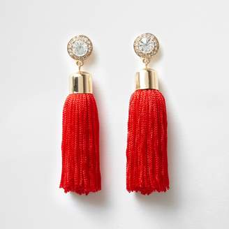 River Island Womens Red tassel drop earrings