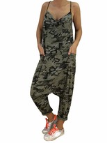 Thumbnail for your product : Tomwell Women's Retro Loose Casual Baggy Sleeveless Overall Long Jumpsuit Playsuit Trousers Pants Dungarees Green UK 10