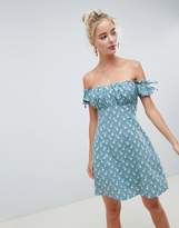 Thumbnail for your product : ASOS Design Off Shoulder Mini Dress In Ditsy Floral