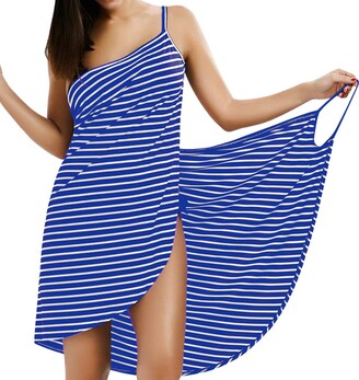 LumiSyne Women Bikini Swimsuit Beach Cover Ups Fashion Stripe Spaghetti  Strap Backless Beach Dress Sexy V Neck Sundress Sarong Wrap Swimwear -  ShopStyle