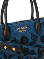 Thumbnail for your product : Prada Embroidered denim handbag