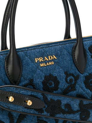Prada Embroidered denim handbag