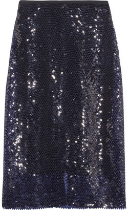 Dion Lee Sequined Knitted Midi Skirt - Midnight blue