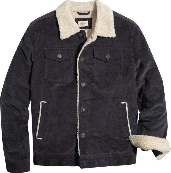 Marine Layer Boise Cord Sherpa Trucker Shirt Jacket Men's ShopStyle