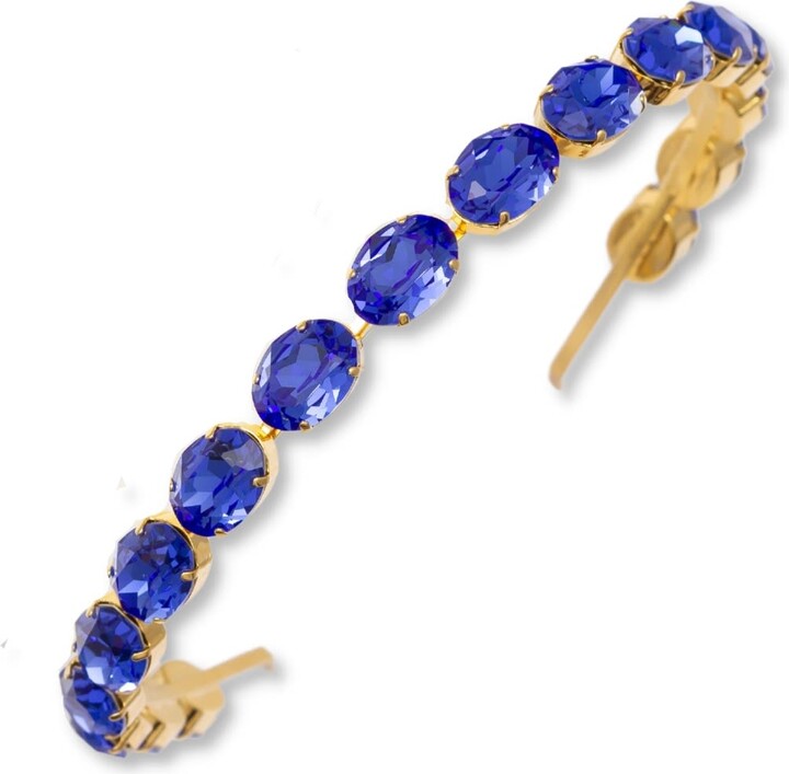 Sarah Rhodes Women's Joanna Jewelled Headband Gold With Blue Crystals