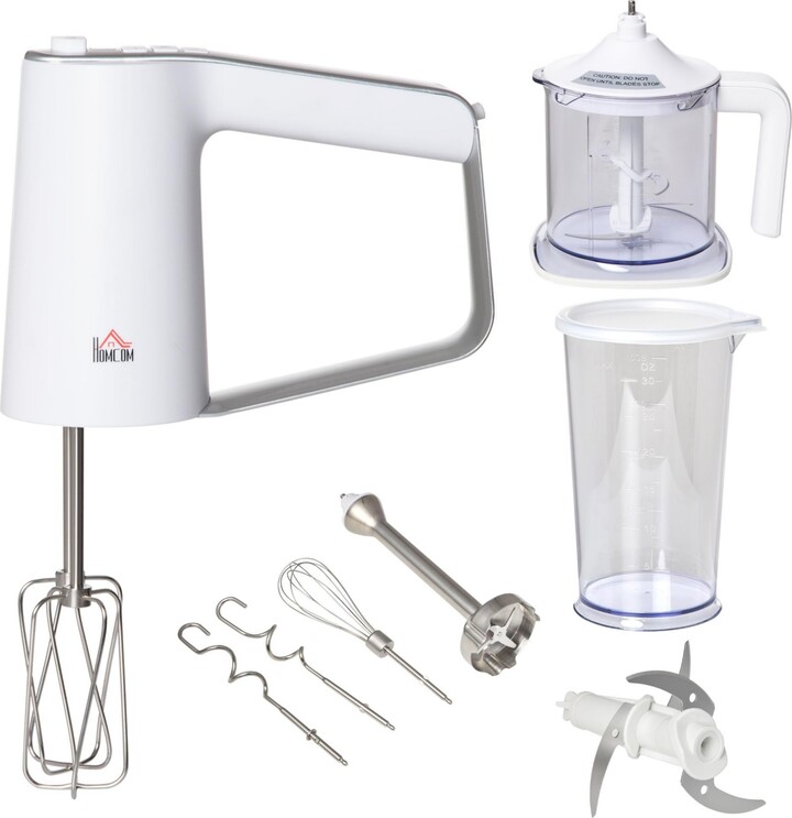 5in1 Electric Hand Blender Mixer w/ Chopping Bowl & Steel