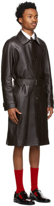 Ernest W. Baker Brown Leather Raglan Coat